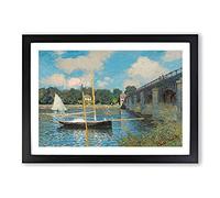 Big Box Art The Bridge at Argenteuil by Claude Monet Framed Wall Art Picture Print Ready to Hang, Black A2 (62 x 45 cm)