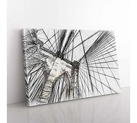 Big Box Art The Brooklyn Bridge in New York City in Abstract Canvas Wall Art Print Ready to Hang Picture, 76 x 50 cm (30 x 20 Inch), White, Grey, Black