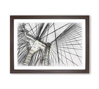 Big Box Art The Brooklyn Bridge in New York City in Abstract Framed Wall Art Picture Print Ready to Hang, Walnut A2 (62 x 45 cm)