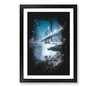 Big Box Art The Brooklyn Bridge in New York Paint Splash Framed Wall Art Picture Print Ready to Hang, Black A2 (62 x 45 cm)