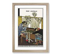Big Box Art The Chess Players by Moriz Jung Framed Wall Art Picture Print Ready to Hang, Oak A2 (62 x 45 cm)