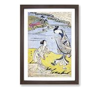 Big Box Art The Clinging Crab by Harunobu Suzuki Framed Wall Art Picture Print Ready to Hang, Walnut A2 (62 x 45 cm)