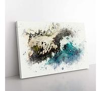 Big Box Art The Coast of Honolulu Hawaii in Abstract Canvas Wall Art Print Ready to Hang Picture, 76 x 50 cm (30 x 20 Inch), White, Grey, Black, Turquoise