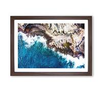 Big Box Art The Coast of Honolulu Hawaii Painting Framed Wall Art Picture Print Ready to Hang, Walnut A2 (62 x 45 cm)