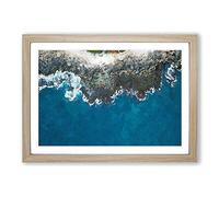 Big Box Art The Coast of Waianae in Honolulu Hawaii Framed Wall Art Picture Print Ready to Hang, Oak A2 (62 x 45 cm)