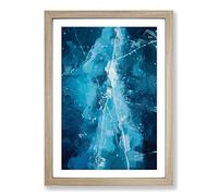 Big Box Art The Cracked Ice in Abstract Framed Wall Art Picture Print Ready to Hang, Oak A2 (62 x 45 cm)