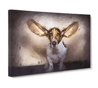 Big Box Art The Ears of a Basset Hound Dog in Abstract Canvas Wall Art Framed Picture Print, 30 x 20 Inch (76 x 50 cm), Brown, Black, Brown, Beige