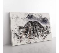 Big Box Art The Empire State Building Vol.1 Watercolour Canvas Wall Art Print Ready to Hang Picture, 76 x 50 cm (30 x 20 Inch), Grey, Grey, Grey