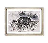 Big Box Art The Empire State Building Vol.1 Watercolour Framed Wall Art Picture Print Ready to Hang, Oak A2 (62 x 45 cm)