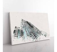 Big Box Art The Empire State Building Watercolour Canvas Wall Art Print Ready to Hang Picture, 76 x 50 cm (30 x 20 Inch), White, Black, Grey, Black