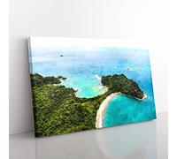 Big Box Art The Escondido Beach in Costa Rica Painting Canvas Wall Art Print Ready to Hang Picture, 76 x 50 cm (30 x 20 Inch), Turquoise, White, Green