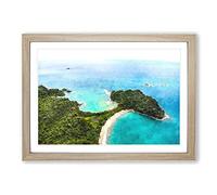 Big Box Art The Escondido Beach in Costa Rica Painting Framed Wall Art Picture Print Ready to Hang, Oak A2 (62 x 45 cm)