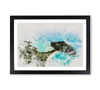 Big Box Art The Escondido Beach in Costa Rica Watercolour Framed Wall Art Picture Print Ready to Hang, Black A2 (62 x 45 cm)
