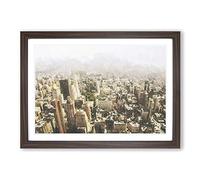 Big Box Art The Expansive New York Skyline in Abstract Framed Wall Art Picture Print Ready to Hang, Walnut A2 (62 x 45 cm)