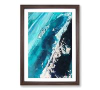 Big Box Art The Falling Blue in Abstract Framed Wall Art Picture Print Ready to Hang, Walnut A2 (62 x 45 cm)
