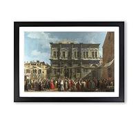 Big Box Art The Feast Day of St Roch by Giovanni Canaletto Framed Wall Art Picture Print Ready to Hang, Black A2 (62 x 45 cm)