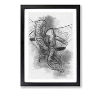 Big Box Art The Feet of a Ballet Dancer in Abstract Framed Wall Art Picture Print Ready to Hang, Black A2 (62 x 45 cm)