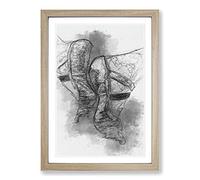 Big Box Art The Feet of a Ballet Dancer in Abstract Framed Wall Art Picture Print Ready to Hang, Oak A2 (62 x 45 cm)