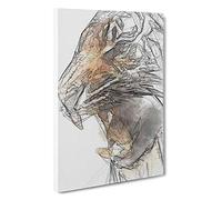 Big Box Art The Fierce Tiger in Abstract Canvas Wall Art Framed Picture Print, 30 x 20 Inch (76 x 50 cm), White, Grey, Brown, Black