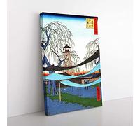 Big Box Art The First Race Course by Utagawa Hiroshige Painting Canvas Wall Art Print Ready to Hang Picture, 76 x 50 cm (30 x 20 Inch), White, Green, Blue, Brown, Red