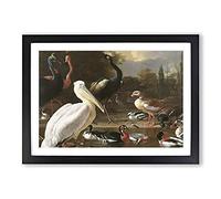 Big Box Art The Floating Feather by Melchior D'Hondecoeter Framed Wall Art Picture Print Ready to Hang, Black A2 (62 x 45 cm)