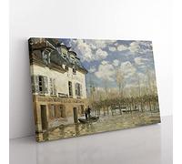 Big Box Art The Flood at Port-Marly by Alfred Sisley Canvas Wall Art Print Ready to Hang Picture, 76 x 50 cm (30 x 20 Inch), Grey, Grey, Green