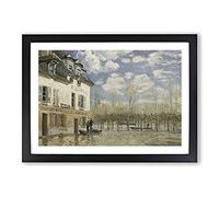 Big Box Art The Flood at Port-Marly by Alfred Sisley Framed Wall Art Picture Print Ready to Hang, Black A2 (62 x 45 cm)