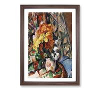 Big Box Art The Flowered Vase by Paul Cezanne Framed Wall Art Picture Print Ready to Hang, Walnut A2 (62 x 45 cm)