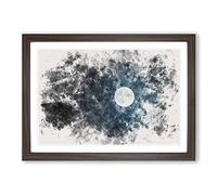 Big Box Art The Full Moon at Midnight Watercolour Framed Wall Art Picture Print Ready to Hang, Walnut A2 (62 x 45 cm)