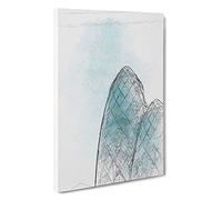 Big Box Art The Gherkin Building in London in Abstract Canvas Wall Art Framed Picture Print, 30 x 20 Inch (76 x 50 cm), White, Blue, Teal, Grey, Teal