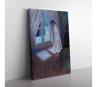 Big Box Art The Girl by The Window by Edvard Munch Canvas Wall Art Print Ready to Hang Picture, 76 x 50 cm (30 x 20 Inch), Black, Blue, Blue