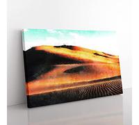 Big Box Art The Gobi Desert in Mongolia Painting Canvas Wall Art Print Ready to Hang Picture, 76 x 50 cm (30 x 20 Inch), White, Black, Orange