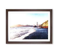 Big Box Art The Golden Gate Bridge in San Francisco Painting Framed Wall Art Picture Print Ready to Hang, Walnut A2 (62 x 45 cm)