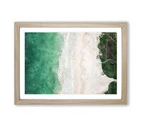 Big Box Art The Green Kalama Beach in Hawaii Painting Framed Wall Art Picture Print Ready to Hang, Oak A2 (62 x 45 cm)