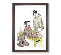 Big Box Art The Hand Lantern by Kitao Shigemasa Framed Wall Art Picture Print Ready to Hang, Walnut A2 (62 x 45 cm)