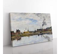 Big Box Art The Harbour by Eugene Boudin Canvas Wall Art Print Ready to Hang Picture, 76 x 50 cm (30 x 20 Inch), Grey, Grey, Brown