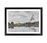 Big Box Art The Harbour by Eugene Boudin Framed Wall Art Picture Print Ready to Hang, Black A2 (62 x 45 cm)