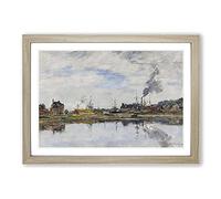 Big Box Art The Harbour by Eugene Boudin Framed Wall Art Picture Print Ready to Hang, Oak A2 (62 x 45 cm)