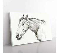 Big Box Art The Head of a Horse by Jean Bernard Canvas Wall Art Print Ready to Hang Picture, 76 x 50 cm (30 x 20 Inch), White, Grey
