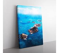 Big Box Art The Isles of Sicilly Painting Canvas Wall Art Print Ready to Hang Picture, 76 x 50 cm (30 x 20 Inch), Blue, Turquoise, White