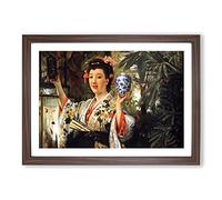 Big Box Art The Japanese Vase by James Tissot Framed Wall Art Picture Print Ready to Hang, Walnut A2 (62 x 45 cm)