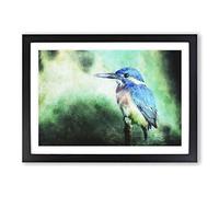 Big Box Art The Kingfisher Bird Looking West Painting Framed Wall Art Picture Print Ready to Hang, Black A2 (62 x 45 cm)