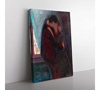 Big Box Art The Kiss Vol.3 by Edvard Munch Canvas Wall Art Print Ready to Hang Picture, 76 x 50 cm (30 x 20 Inch), Black, Maroon, Grey