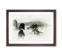 Big Box Art The Kula Hawaii Coastline in Abstract Framed Wall Art Picture Print Ready to Hang, Walnut A2 (62 x 45 cm)