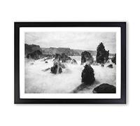 Big Box Art The Kula Hawaii Coastline Painting Framed Wall Art Picture Print Ready to Hang, Black A2 (62 x 45 cm)