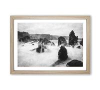 Big Box Art The Kula Hawaii Coastline Painting Framed Wall Art Picture Print Ready to Hang, Oak A2 (62 x 45 cm)