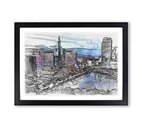 Big Box Art The Las Vegas Strip in Abstract Framed Wall Art Picture Print Ready to Hang, Black A2 (62 x 45 cm)