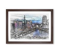 Big Box Art The Las Vegas Strip in Abstract Framed Wall Art Picture Print Ready to Hang, Walnut A2 (62 x 45 cm)