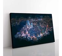 Big Box Art The Lights of New York City in Abstract Canvas Wall Art Print Ready to Hang Picture, 76 x 50 cm (30 x 20 Inch), Blue, Blue, Lavender