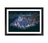 Big Box Art The Lights of New York City in Abstract Framed Wall Art Picture Print Ready to Hang, Black A2 (62 x 45 cm)